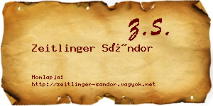 Zeitlinger Sándor névjegykártya